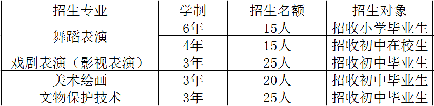 成都市文化艺术学校2019招生计划